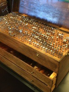 The collection of Oliver Sturdy's original Craftool stamps is on display at the Tandy Leather Museum & Gallery